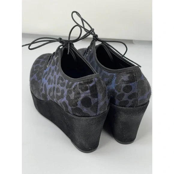 NEW NWT Nicole Laser Blue Leopard Animal Print Platform Leather Shoe Sz 8.5 & 10 - Picture 5 of 11